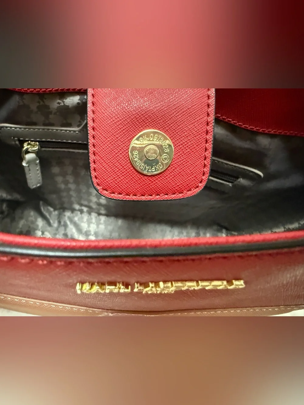 Karl Lagerfeld Large Red Tote with Cat Sunglasses Motif